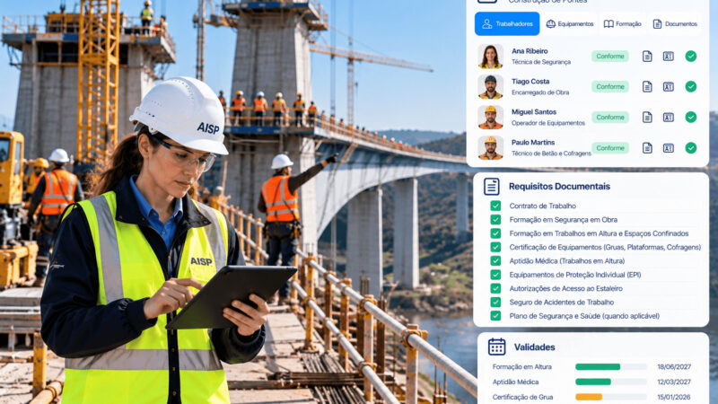 Coordenação de segurança numa ponte em construção com apoio de uma plataforma digital