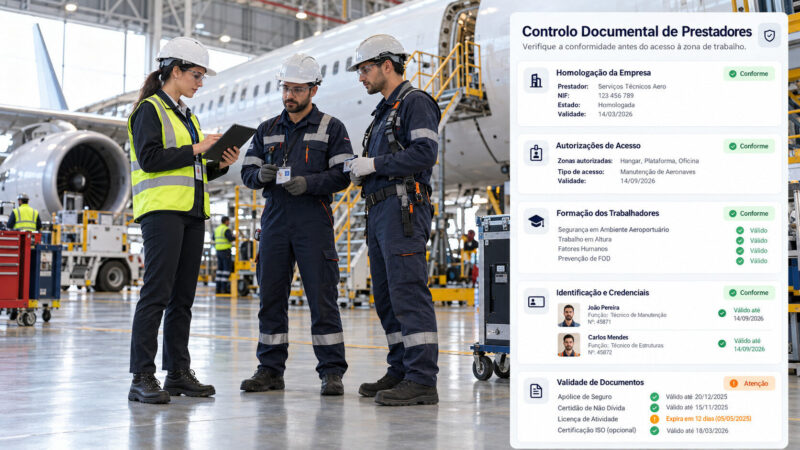 Equipa HSE a validar documentação de prestadores numa plataforma digital
